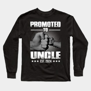 Mens Promoted to Uncle 2024 Shirt For First Time Uncle, New Uncle Long Sleeve T-Shirt